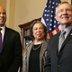 Sen. Cory Booker; his mother, Carolyn Booker; and Sen. Harry Reid (Chip Somodevilla/Getty Images)